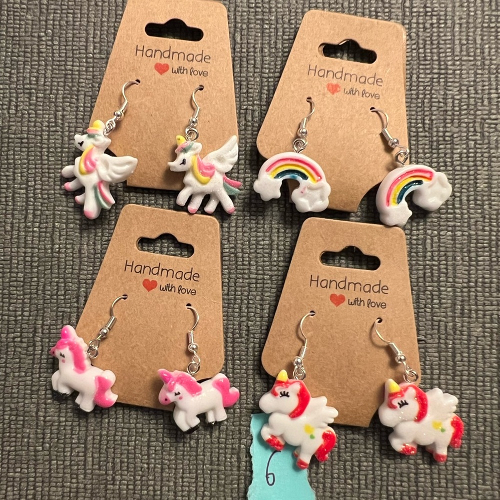 4 pairs of handmade earrings hypoallergenic metals small business made nwt